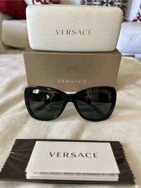 Versace Women's Black Oversized Cat-Eye Sunglasses